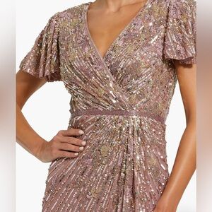 Mac Duggal Rose Gold Sequin Midi Dress